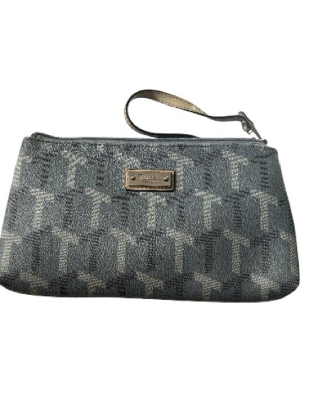 TIGNANELLO CLUTCH WRISTLET PURSE Blue Gray  10”x6” EUC Big enough for Essentials